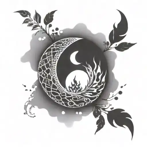 add elements of water and fire tattoo design idea