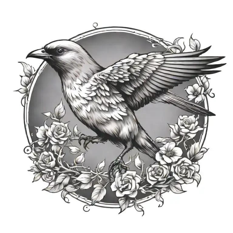 one bird free and flying up tattoo design idea