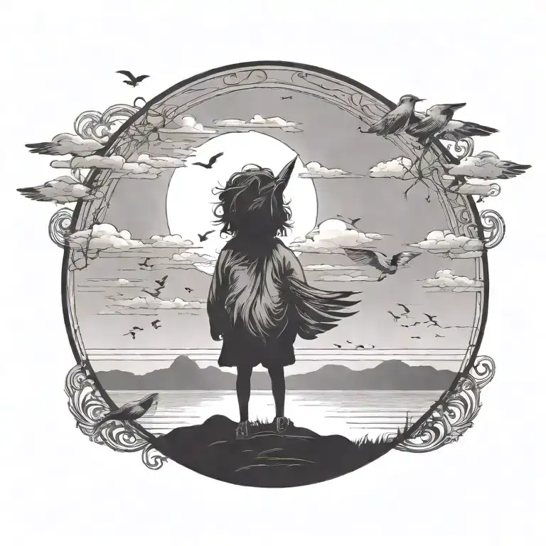can you add a few silhouette birds flying outside the tattoo and not inside it tattoo design idea