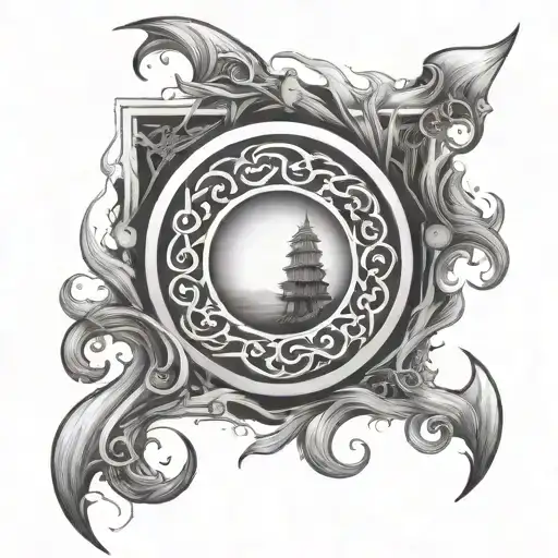 wind portal opening tattoo design idea