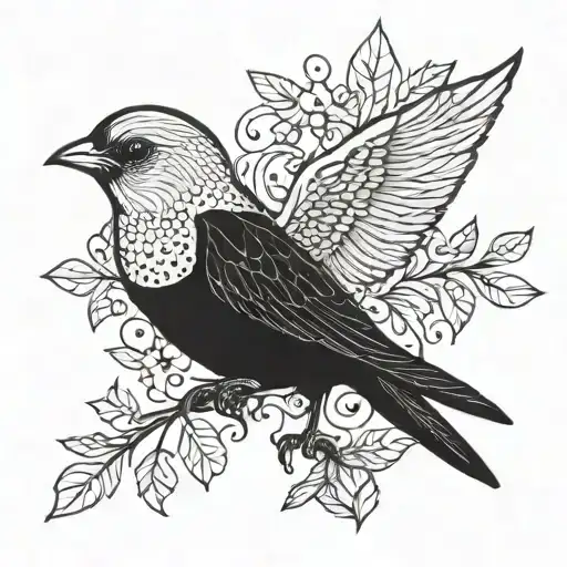 FREE AND HAPPY BIRD tattoo design idea