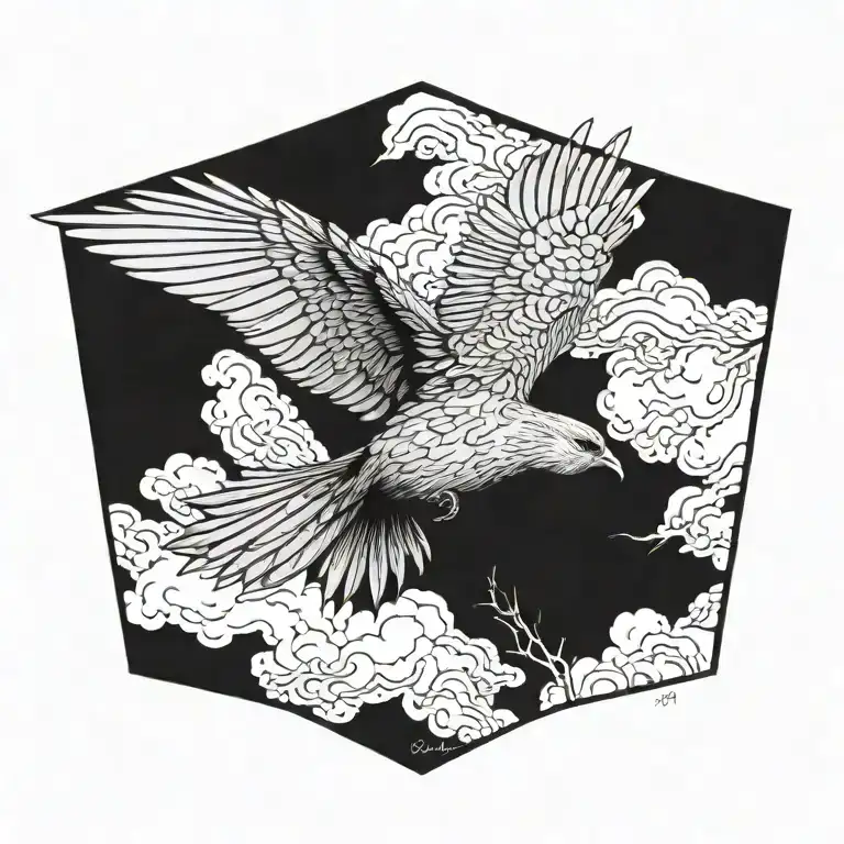 one bird free and flying high up tattoo design idea
