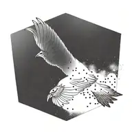 one bird free and flying straight up  tattoo design idea