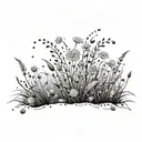 An intricate design of wind blowing through a field of wildflowers, representing the freedom of nature tattoo design idea