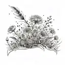 An intricate design of wind blowing through a field of wildflowers, representing the freedom of nature tattoo design idea