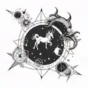 A celestial design combining the Aquarius and Sagittarius constellations tattoo design idea