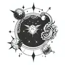 A celestial design combining the Aquarius and Sagittarius constellations tattoo design idea