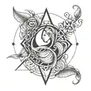 A unique tattoo design representing the harmony between Aquarius and Sagittarius, with elements of wind and fire tattoo design idea
