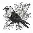 FREE AND HAPPY BIRD tattoo design idea
