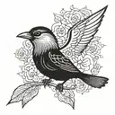 FREE AND HAPPY BIRD tattoo design idea