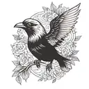 FREE AND HAPPY BIRD tattoo design idea