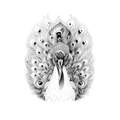 peacock father and flute with cross tattoo design idea