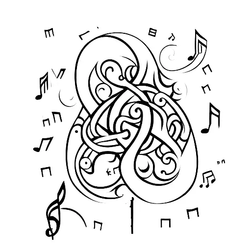 A magical key opening a door to a music-filled world tattoo design idea