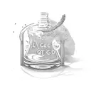 A dotwork design of a magic potion bottle with the words 'Life Goes On' tattoo design idea