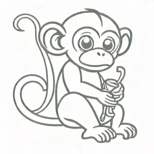 cute monkey wearing tshirt  tattoo design idea