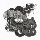 A design of flames flickering in the night, shaped like sound waves of a favorite song, with subtle engineering elements incorporated tattoo design idea