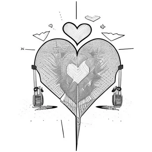 fractured musical heart tattoo design idea