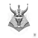 A reincarnated pharaoh with an ankh symbol, symbolizing eternal life and intelligence tattoo design idea
