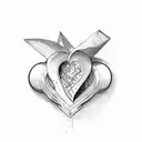 3 hearts, horizontal tattoo design idea