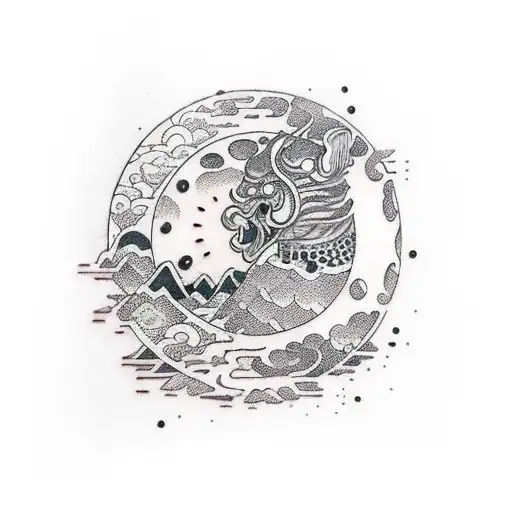 moon and chefs knife tattoo design idea