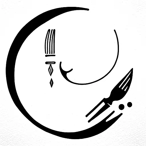 moon and chef knife tattoo design idea