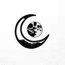 moon and chef knife tattoo design idea