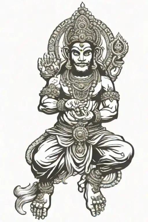 Hanuman gada and Krihsna Sudarshan chakra in finger tattoo design idea