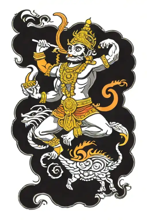 Hanuman gada and Krihsna Sudarshan Chakra tattoo design incorporated tattoo design idea