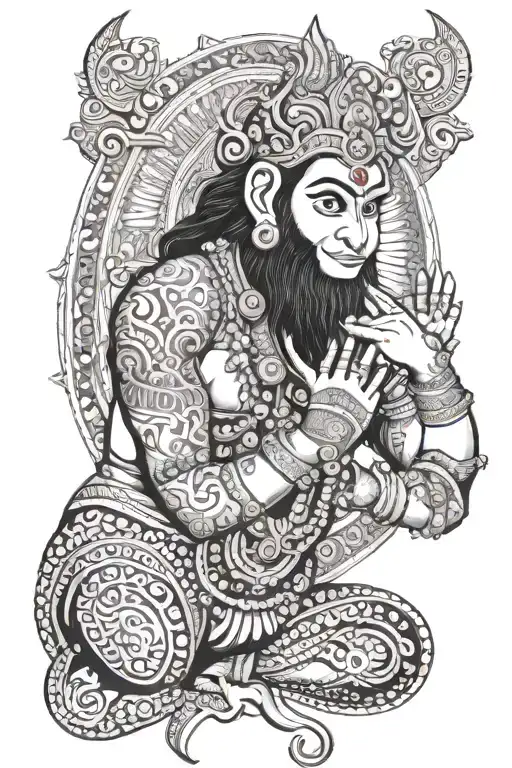 Hanuman gada and Krihsna Sudarshan chakra in finger tattoo design idea