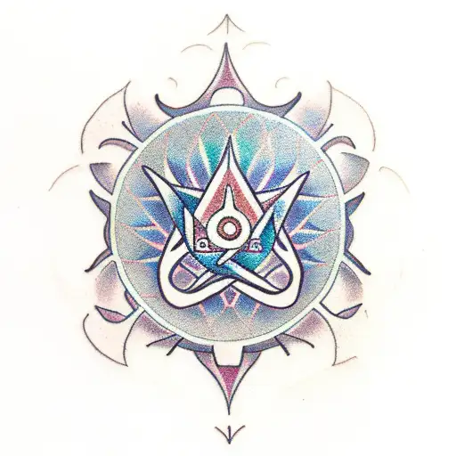 Incorporate a traditional-style tattoo of a sewing machine with chakra symbols as the thread tattoo design idea