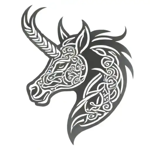 celtic unicorn head tattoo design idea