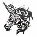 celtic unicorn head tattoo design idea