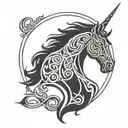 celtic unicorn head tattoo design idea