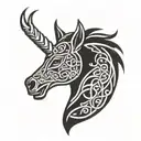 celtic unicorn head tattoo design idea
