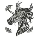 celtic unicorn head tattoo design idea