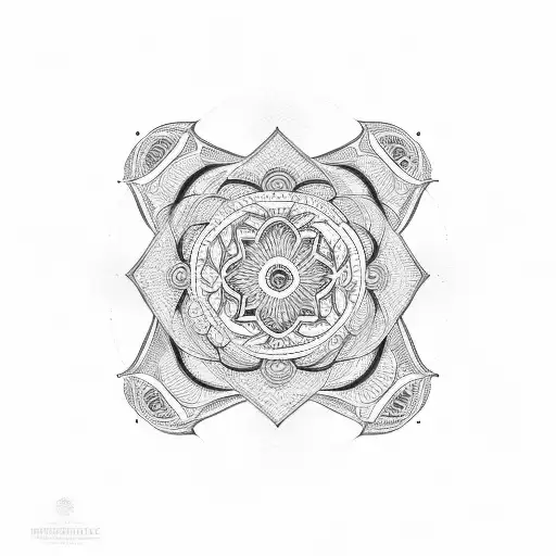 Mandala with japanese lines and waves, roman number for 87sleeve tattoo design idea