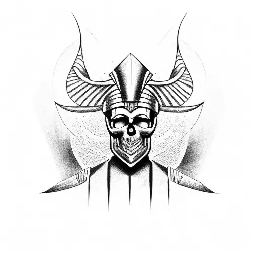 pharaoh with skull face tattoo design idea