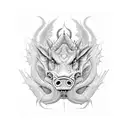 dragon with pig tattoo design idea