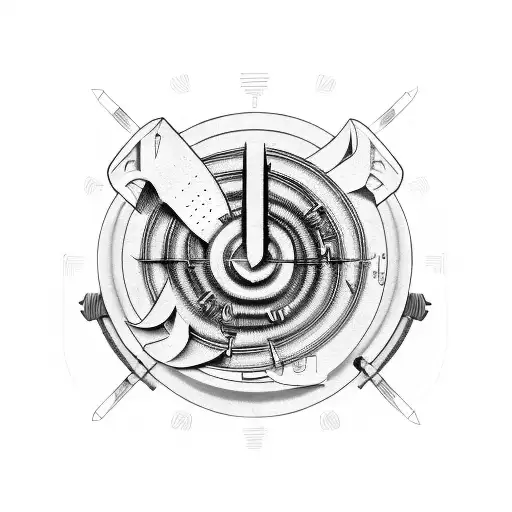 An electrician's tools surrounded by music symbols tattoo design idea