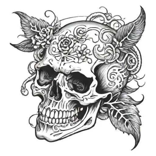 a skull full of worms tattoo design idea