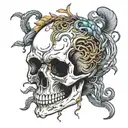 a skull full of worms tattoo design idea