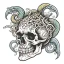 a skull full of worms tattoo design idea