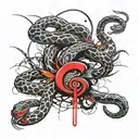 The snake twists around the Roman deuce tattoo design idea