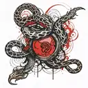 The snake twists around the Roman deuce tattoo design idea