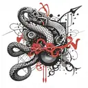 The snake twists around the Roman deuce tattoo design idea