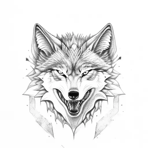 Fenrir wolf eating hand tattoo design idea