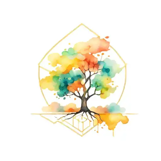 geometry tree tattoo design idea