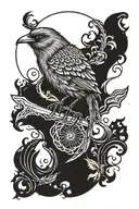 kiwi bird skiing tattoo design idea