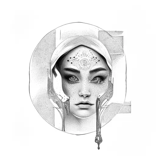 mirror with man tattoo design idea