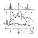 arrow, mountain, trees, compass, Morse code "fuck cancer" phrase tattoo design idea